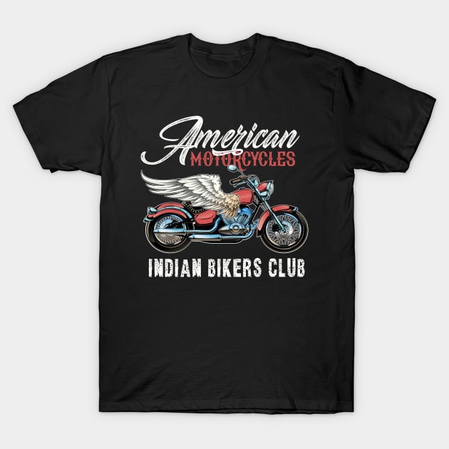 Vintage american motorcycle indian bikers old club T-Shirt by LaurieAndrew